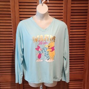 DISNET WINNIE THE POOH & PIGLET "WARM WISHES" LONG SLEEVE SLEEP TOP